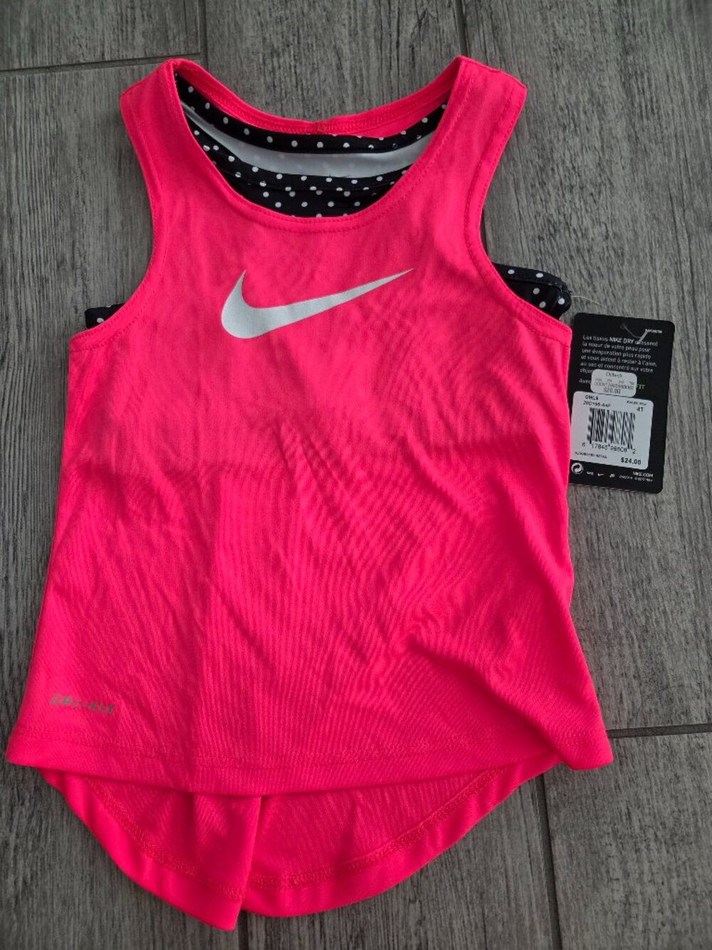 Nike Dri-Fit Toddler Girl Tank Top Racer Pink Built in Sports Bra Size 4T NWT